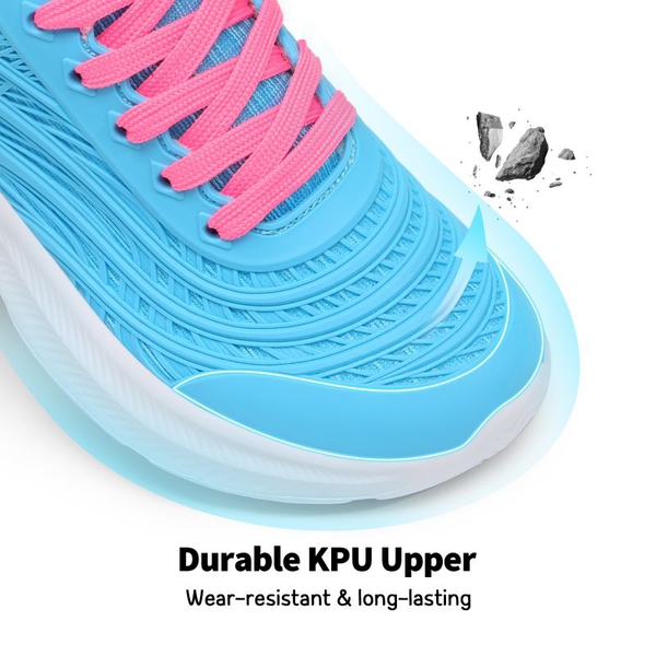 [Sparkle Glitter] Kids Lace-up Running Sneakers - BLUE HOT PINK - 2